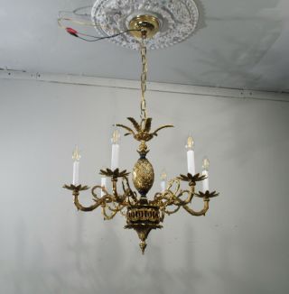 Antique Vintage French Empire Bronze Chandelier 6 Light Fixture Lamp Classic 2