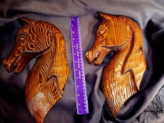 Vintage Solid Wood Hanging Horse Head 12 1/2 " Equestrian Hand Carved Unique