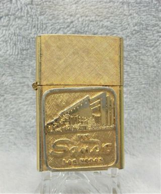 Vintage Sands Hotel Casino Vegas 14k Gold Plated Advertising Lighter Sinatra Htf