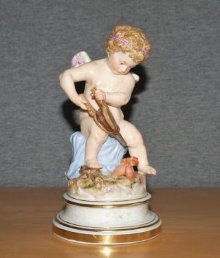 Antique Meissen Porcelain L108 Cupid Fanning Heart On Fire - Heinrich Schwabe