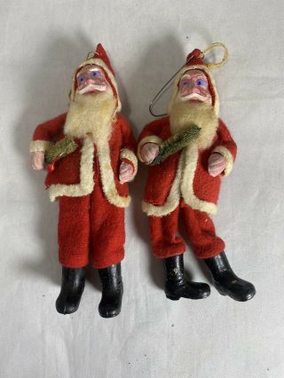 2 Vintage Santa Ornaments.  Made In Japan