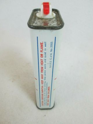 Vintage 1960 ' s Rogers Lighter Fuel Fluid empty metal can 3