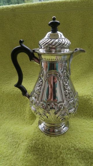 Antique Victorian 1896 Hallmarked Solid Silver Coffee Pot By G.  M.  Jackson London