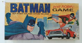 Vintage 1965 Batman And Robin Board Game Hasbro Capture The Joker Missing Pawns
