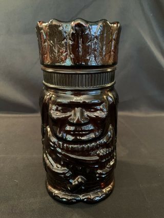 Vintage Brown Glass Indian Chief Jar Cigar Tobacco Holder Humidor