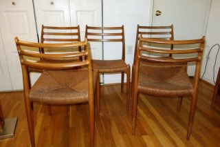 Danish Teak Moller Model 78 Mid Century Modern Dining Chairs Set Of 4