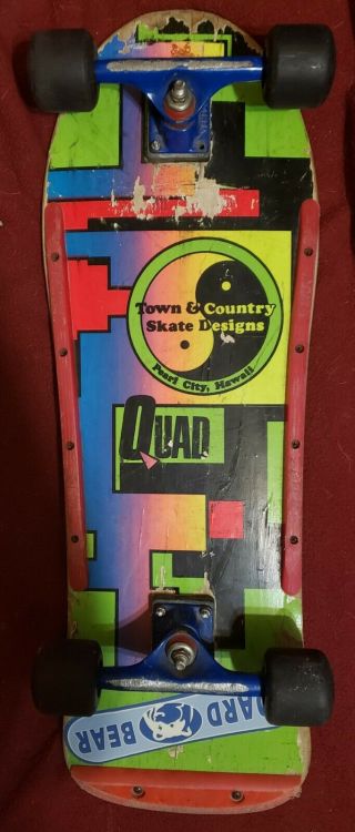 Vintage Town And Country Quad Skateboard With Ventures And Sims Street Wheels