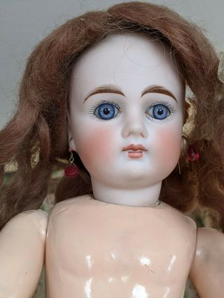 Antique Closed Mouth Sonneberg 15 " Doll Pierced Ears German Bisque French Market