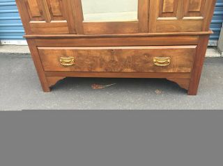 Antique Armoire with Inlay,  Mahogany Wardrobe w/ Mirror,  Antique Bedroom Closet 3