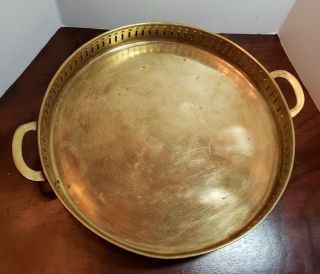Vintage Decorative Crafts Inc 11 " Round Brass Tray Mcm Decor Barware