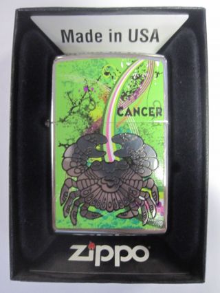Vintage Retired Unstruck Zippo - Cancer Zodiac Lighter
