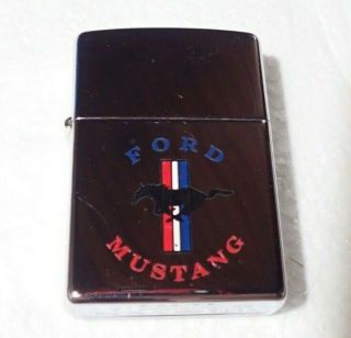 Ford Mustang Vintage Vtg High Polish Chrome Zippo Lighter Unfired 1996