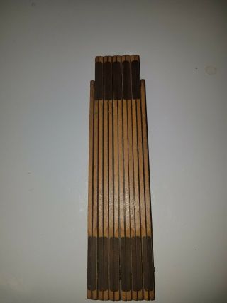 Vintage Lufkin Wooden 72 " 6ft Folding Measuring Stick Extension Tape Measure