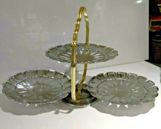 Vintage Metal Fold Up Serving Tray Three Tier Fold Flats For Storage Or Display