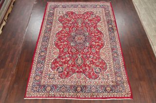 Vintage Traditional Floral RED Kashmar Area Rug Hand - Knotted Living Room 8 ' x11 ' 2