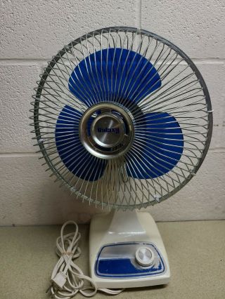 Vintage Galaxy 12 " Oscillating 2 - Speed Fan Type 9 W/translucent Blue Blades
