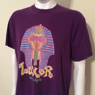 Rare Vtg Las Vegas Luxor Purple Pyramid T - Shirt • Men’s Large • 100 Cotton