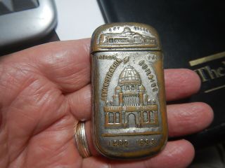 Vintage Brass Match Safe Holder 1893 World 