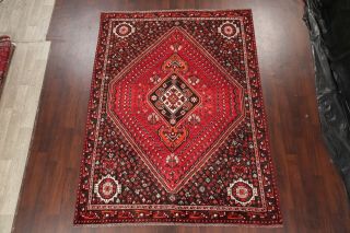 Vintage Geometric RED Abadeh Tribal Area Rug Hand - Knotted Oriental Carpet 7 ' x10 ' 2