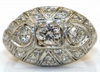 Antique Platinum Ring With 1.  00 Ctw Diamonds Q12