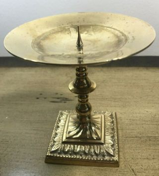 Vintage Hosley Solid Brass Bs5240 Pillar Candle Holder Pedestal Short Made India