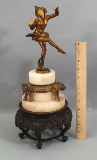1920s Antique Art Deco JB Hirsch Gerdago Harlequin Jester Pixie Alabaster Lamp 2