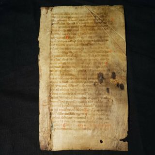 14th Century Manuscript Leaf - Vellum - Breviary Rubricated Initials Religious