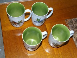 Vintage 4 Bird Designs Porcelain Coffee Tea Mugs Cups - FF Japan 2