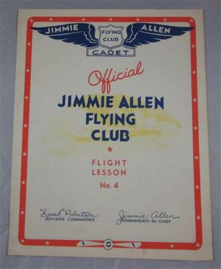 Jimmie Allen Flying Club Flight Lesson 4 Vintage 1934 Pamphlet