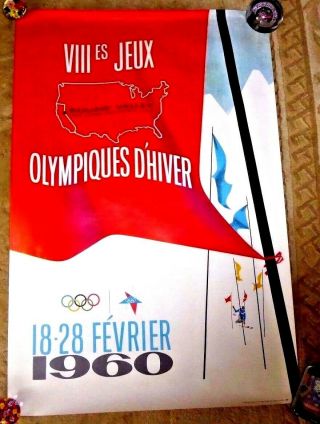 Poster Squaw Valley Lake Tahoe 1960 Olympics Kaiser Rare In French