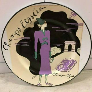 Rosanna 8 " Dessert Salad Plate " Champs Elysees " Art Deco Made In Italy Vintage