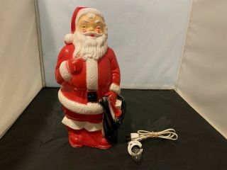 Vintage 1968 Empire Plastic Blow Mold Santa Claus 13 " With Light