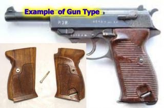 Vintage Walnut Gun Grips For Walther P1 P38 P - 38