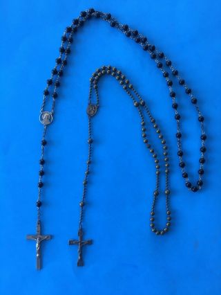 Vintage Holy Catholic Rosary Deep Purple Crystal Beads Crucifix H.  M.  H.  Co.