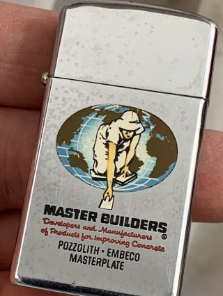 1965 Slim Zippo Lighter - Master Builders - Town & Country