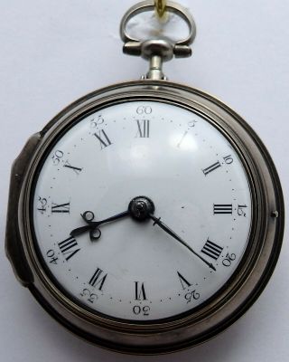 Antique Silver Pair Cased Verge Pocket Watch Signed R.  P.  Cramber,  London 1782
