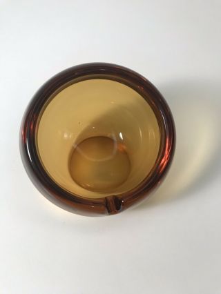 Vintage Mid Century Modern Amber Heavy Glass Orb Ashtray 1 Pound 9 Oz,  3.  5x3” 3