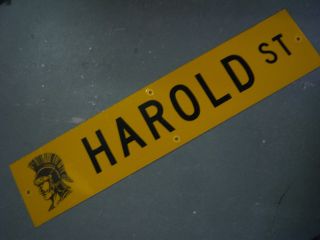 Vintage Harold St Street Sign 42 " X 9 " Black Lettering On Yellow