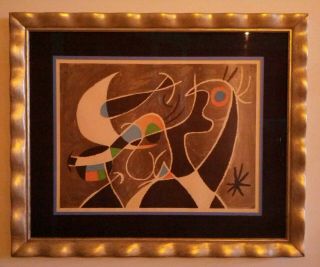 Joan Miro Hand Signed And Numbered 29/375 Vintage Print Frame