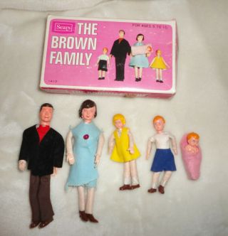VTG 1960 ' s Sears The Brown Family Dolls Mom Dad Children Complete w/ Box SH 2