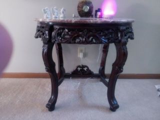 Entry Table With Marble Top,  White/pink Swirl Top,  3x2 Feet