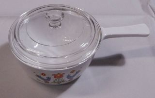 Vintage Corning Ware Country Festival Blue Birds Round Sauce Pan W/ Lid 1.  5 Pint