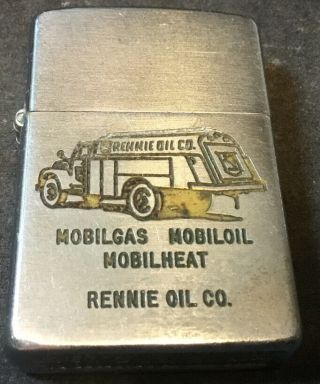 Vintage Zippo Lighter - 1950’s Mobil Gas Oil Heat Tennis Oil Co.