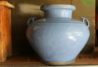 Old Antique Chinese Monochrome Blue Porcelain Vase With Wax Seal