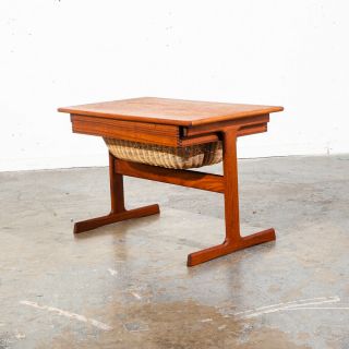 Mid Century Danish Modern Sewing Table Side End Teak Kai Kristiansen Vildbjerg M