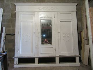 Antique Carved Oak Closet Front 3 Door Built In Armoire 98 X 94 Salvage