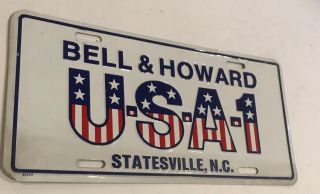 Vintage Bell & Howard U - S - A - 1 License Plate Statesville North Carolina