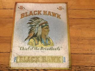 Black Hawk Chief Of The Broadleafs 5 Cents,  Cigar Tobacco Tin Metal Sign