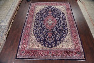 Vintage Traditional Floral NAVY/RED Kashmar Area Rug Hand - made Wool Carpet 10x14 3