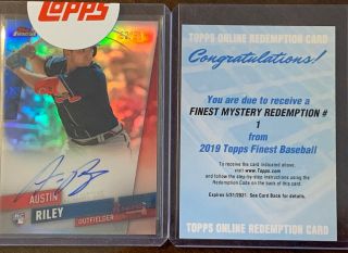 2019 Topps Finest Austin Riley Auto 52/99 & Finest Mystery Redemption 1 Card
